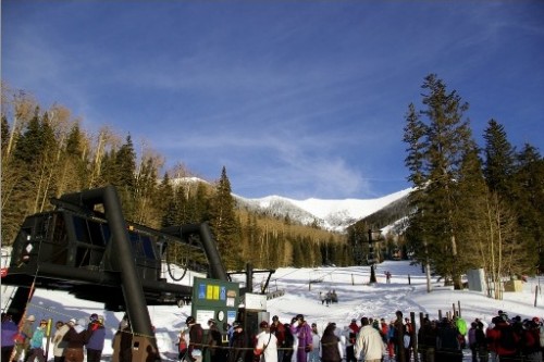 Arizona Snowbowl skiers get ready for a day on the slope in Flagstaff